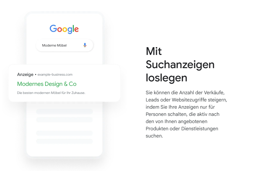 Google Ads Suchanzeige - Screenshot eines Iphones