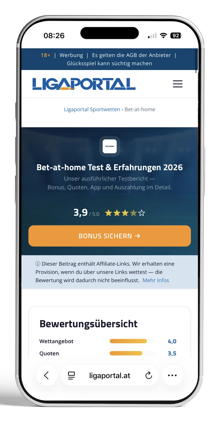 Ligaportal Ligaportal Wettanbieter-Test am iPhone: Bewertungsübersicht Bet-at-home