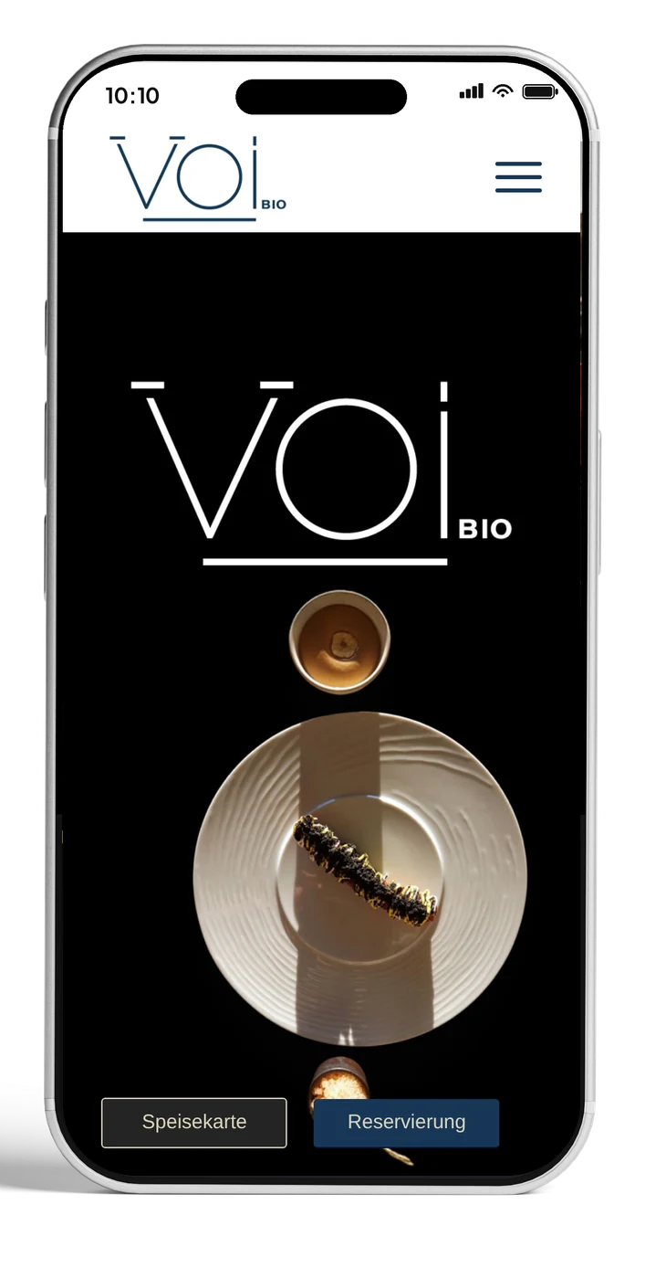 Marketing für Gastronomie & Hotellerie – mehr Reservierungen Website VOI.bio auf dem Smartphone