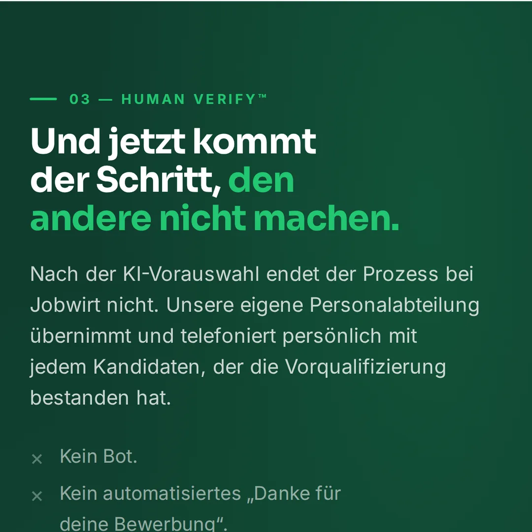 Jobwirt Jobwirt – Human Verify: persönliche Prüfung durch die Personalabteilung